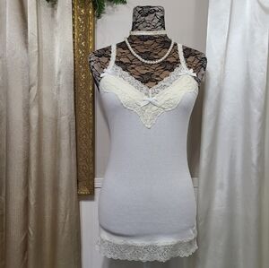 Abercrombie & Fitch Y2K White Lace Cami Tank Top